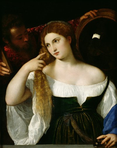 彼女のトイレでの女性の肖像画、1512-15 作： Tiziano Vecelli